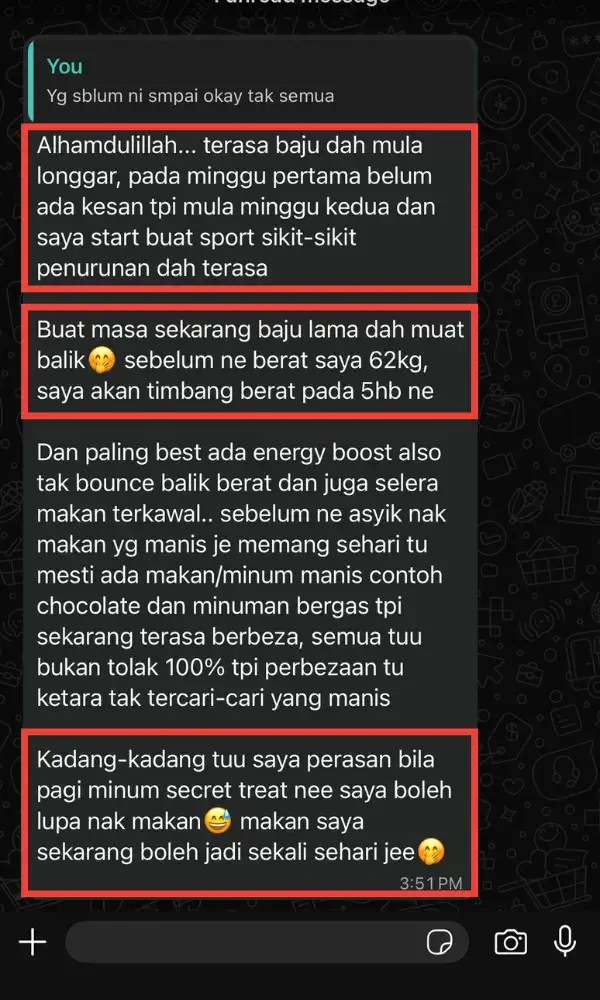 TAK ADA RASA CRAVING MANIS2 , PALING PENTING TAK BOUNCE BACK!